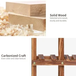 Växtställ - Blomsterhylla - 6 nivåer - Massiv furu - Inomhus/utomhus - För krukor & suckulenter - Montering krävs - Brun