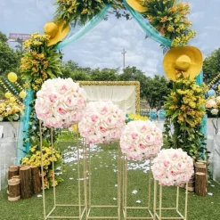 Växtställ & blomsterställ set - Metallstativ - 4-pack - Stålrör - 10–15 kg/st - Inne/ute - Montering krävs - För bröllopscenterpiece - Guld