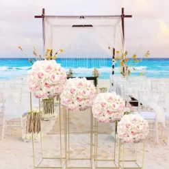 Växtställ & blomsterställ set - Metallstativ - 4-pack - Stålrör - 10–15 kg/st - Inne/ute - Montering krävs - För bröllopscenterpiece - Guld