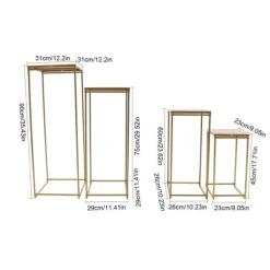 Växtställ & blomsterställ set - Metallstativ - 4-pack - Stålrör - 10–15 kg/st - Inne/ute - Montering krävs - För bröllopscenterpiece - Guld