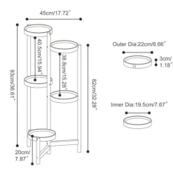 Växtställ - Hörn, rund blomhylla för krukor - 4 Nivåer - Inomhus/Utomhus - Trä - Orange
