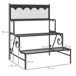 Växtställ - Hörnblomhylla - 3 Våningar - Stegformad - För Blomkrukor Inomhus - Svart