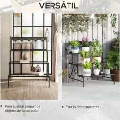 Växtställ - Hörnblomhylla - 3 Våningar - Stegformad - För Blomkrukor Inomhus - Svart