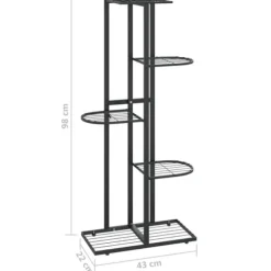 Växtställ - Living Växtställ med 5 hyllor 43x22x98 cm svart metall