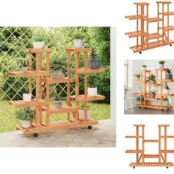 Växtställ - Living Växtställ med hjul 110x25x115 cm massiv furu