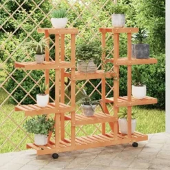 Växtställ - Living Växtställ med hjul 110x25x115 cm massiv furu