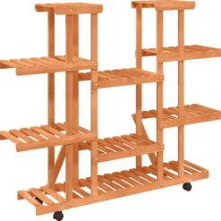 Växtställ - Living Växtställ med hjul 110x25x115 cm massiv furu