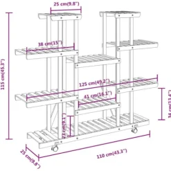 Växtställ - Living Växtställ med hjul 110x25x115 cm massiv furu