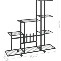 Växtställ - Living Växtställ på hjul 94,5x25x92,5 cm svart metall