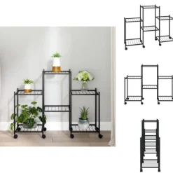 Växtställ - Living Växtställ på hjul 83x25x63,5 cm svart järn