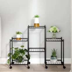 Växtställ - Living Växtställ på hjul 83x25x63,5 cm svart järn