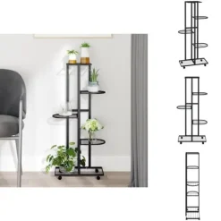 Växtställ - Living Växtställ på hjul 5 hyllor 44x23x100 cm svart järn