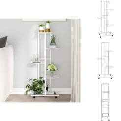 Växtställ - Living Växtställ på hjul 5 hyllor 44x23x100 cm svart järn