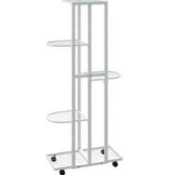 Växtställ - Living Växtställ på hjul 5 hyllor 44x23x100 cm svart järn