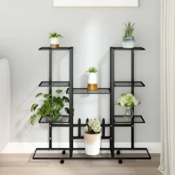 Växtställ - Living Växtställ på hjul 94,5x24,5x91,5 cm svart järn