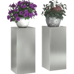 Växtställ 2 pcs Silver 24 x 24 x 55 cm Galvaniserat stål