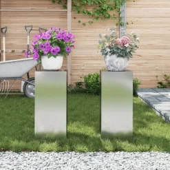 Växtställ 2 pcs Silver 24 x 24 x 55 cm Galvaniserat stål