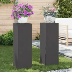 Växtställ 2 pcs Svart 24 x 24 x 75 cm Stål