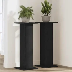 Växtställ 2 pcs Svart ek 30 x 30 x 80 cm Konstruerat trä