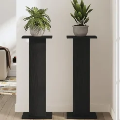 Växtställ 2 pcs Svart Ek 30 x 30 x 80 cm Konstruerat trä