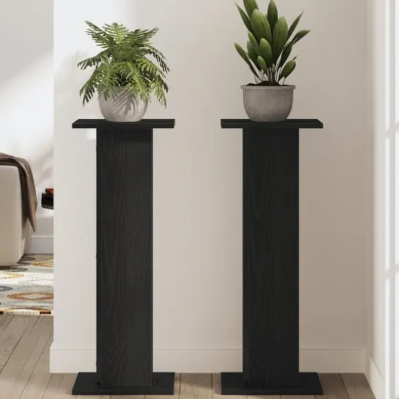 Växtställ 2 pcs Svart Ek 30 x 30 x 80 cm Konstruerat trä