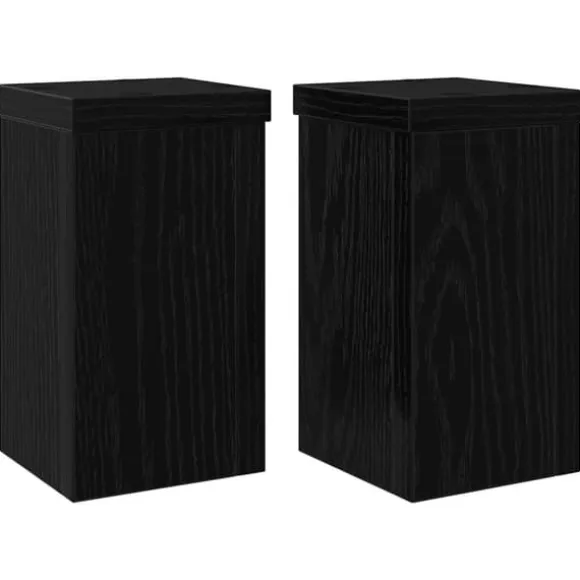 Växtställ 2 pcs Svart ek 10 x 10 x 18 cm Konstruerat trä