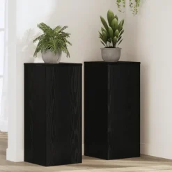 Växtställ 2 pcs Svart Ek 30 x 30 x 70 cm Konstruerat trä