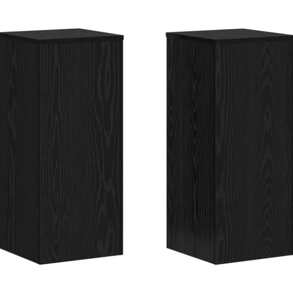 Växtställ 2 pcs Svart Ek 30 x 30 x 70 cm Konstruerat trä