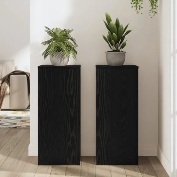 Växtställ 2 pcs Svart Ek 30 x 30 x 70 cm Konstruerat trä