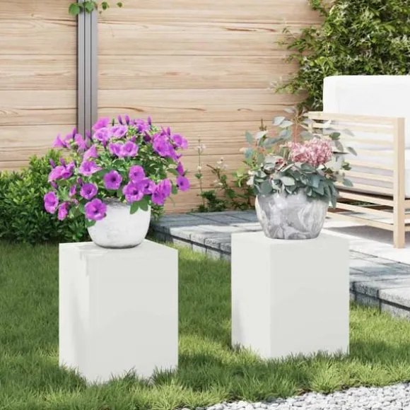 Växtställ 2 pcs Vit 24 x 24 x 35 cm Stål