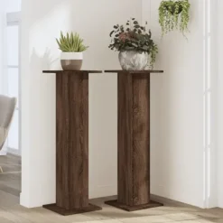 Växtställ 2 st brun ek 30x30x95 cm konstruerat trä