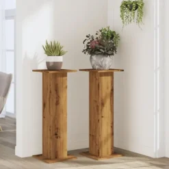 Växtställ 2 st ek 30x30x80 cm konstruerat trä