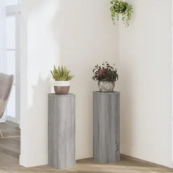 Växtställ 2 st grå sonoma 17x17x60 cm konstruerat trä