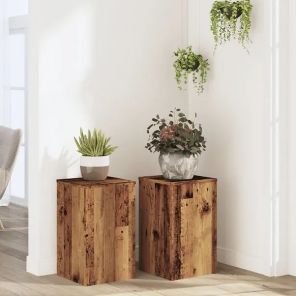 Växtställ 2 st åldrat trä 30x30x50 cm konstruerat trä