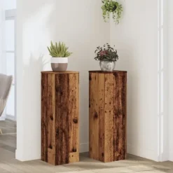 Växtställ 2 st åldrat trä 25x25x80 cm konstruerat trä
