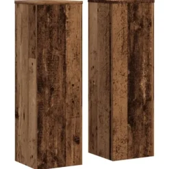 Växtställ 2 st åldrat trä 25x25x80 cm konstruerat trä