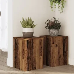 Växtställ 2 st åldrat trä 25x25x35 cm konstruerat trä
