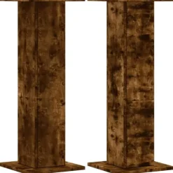 Växtställ 2 st rökfärgad ek i konstruerat trä - Stabilt och hållbart | Storlek: 30x30x80 cm