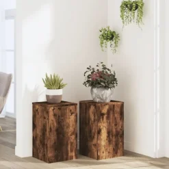 Växtställ 2 st rökfärgad ek 30x30x50 cm konstruerat trä