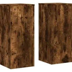 Växtställ 2 st rökfärgad ek 30x30x70 cm konstruerat trä