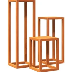 Växtställ 3 st vaxbrun massiv furu