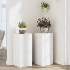 Växtställ 2 st vit 30x30x70 cm konstruerat trä