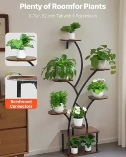 Växtställ - Växthylla med odlingslampor - 8 Våningar - Höjd 157,5 cm - Trädformad Hörnmodell - 3 Timerlägen - 10 Ljusstyrkor - Växtbelysning