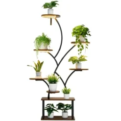 Växtställ - Växthylla med odlingslampor - 8 Våningar - Höjd 157,5 cm - Trädformad Hörnmodell - 3 Timerlägen - 10 Ljusstyrkor - Växtbelysning