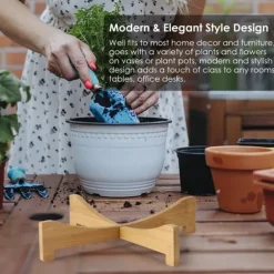 Växtställ Bambu Blomkruka Bricka Korsformad Multifunktion för Husdjurshem Kök 17,5x5cm