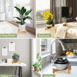 Växtställ Bambu Blomkruka Bricka Korsformad Multifunktion för Husdjurshem Kök 17,5x5cm