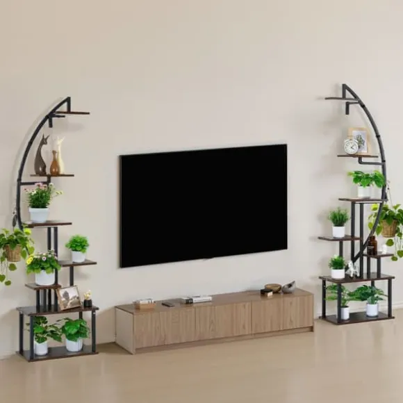 Växtställ för inomhusbruk - Halvmåneformad hörnhylla för växter med LED odlingslampor - Sju våningar - Höjd 166,5 cm - Tre tidslägen - Set om 2