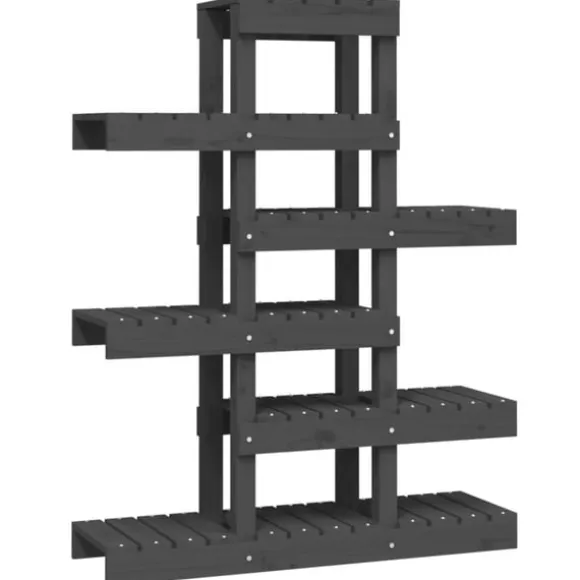 Växtställ Grå 85x25x109,5 cm massiv furu