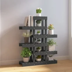 Växtställ Grå 85x25x109,5 cm massiv furu