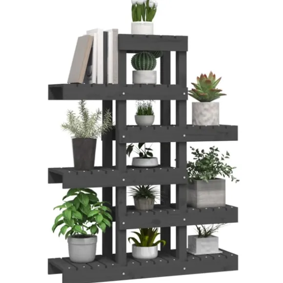 Växtställ Grå 85x25x109,5 cm massiv furu